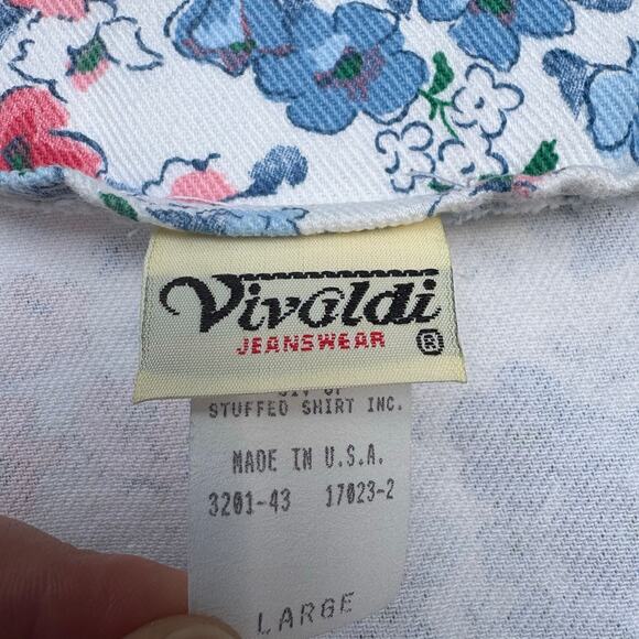 VTG Floral Denim Jean Vest Sz L Vivaldi Country Western Grandmacore Coquette - Picture 8 of 10